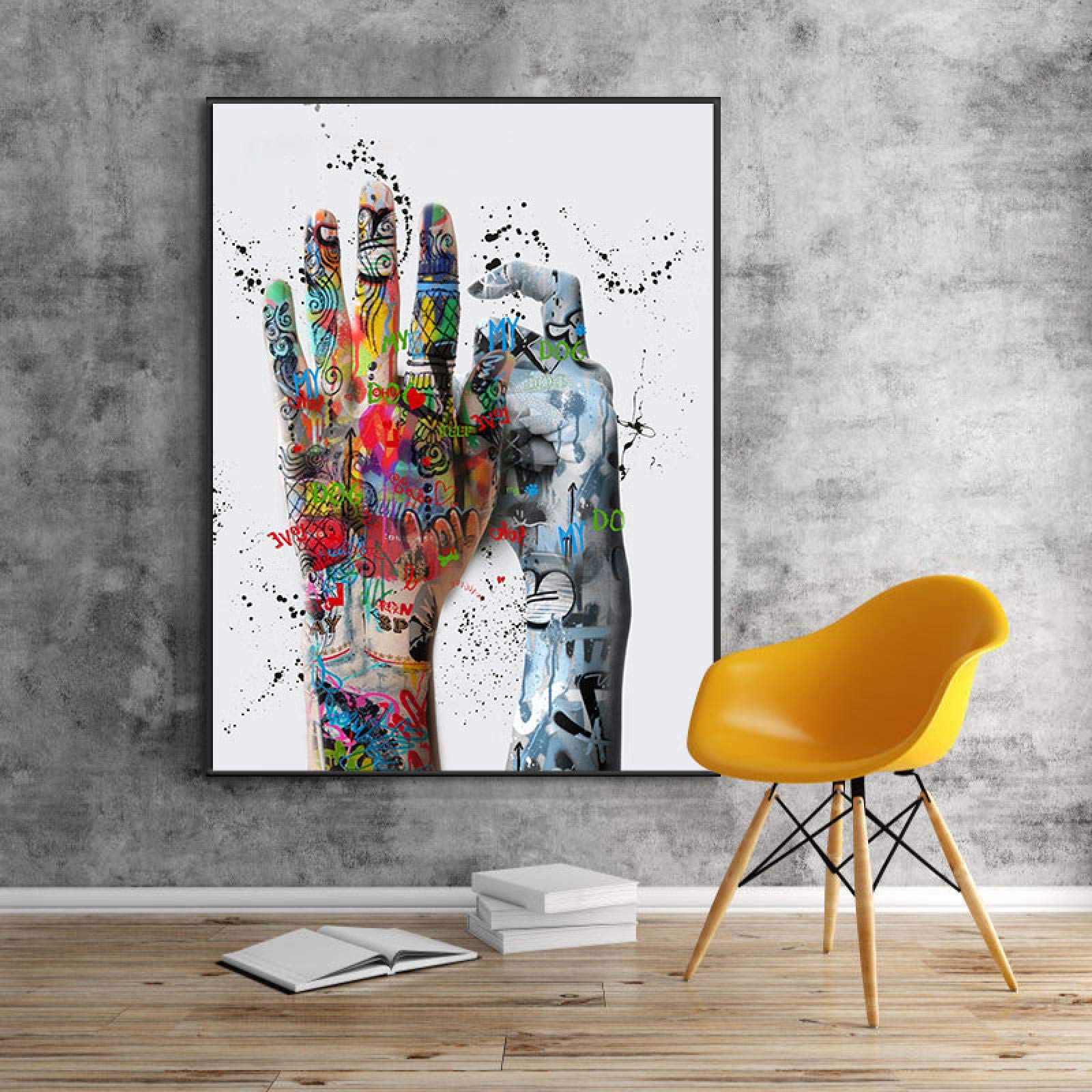 Amazon｜現代の落書き手作りアートポスター印刷抽象的な壁アート